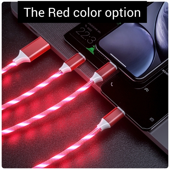 5/25 blue or Red light up LED Micro USB type C iphone samsung charger 3-in-1 - Picture 4 of 9